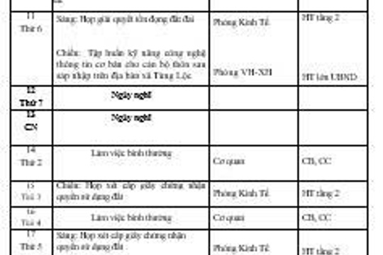 Chương trình công tác tháng 9/2026