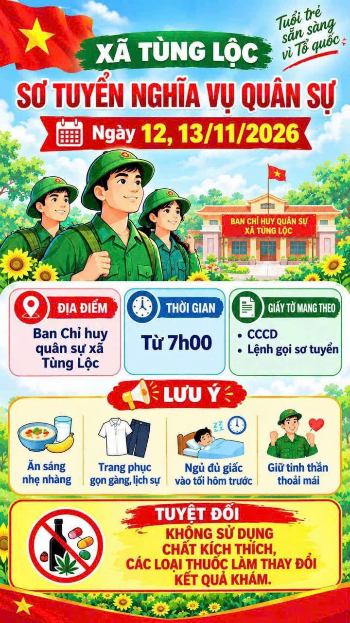 Xã Tùng lộc sẵn sàng lên đường bảo vệ tổ quốc