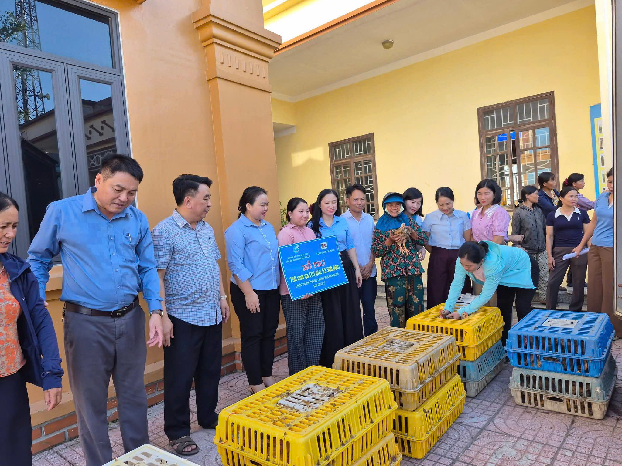 Hội LHPN xã Tùng Lộc ra mắt mô hình "Tổ hợp tác chăn nuôi gà" và trao tặng sinh kế cho hội viên