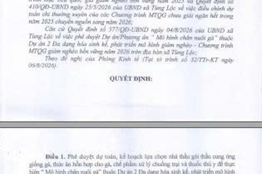 Quyết định phê duyệt lụa chọn nhà thầu gói thầu cung ứng giống gà 