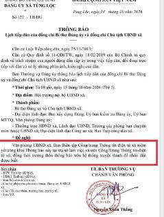 Thông báo lịch tiếp dân tháng 10/2026